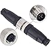 Lonlonty 4 Pcs 12mm 4 Pin Thread Male Socket Panel Aviation Wire Connector IP67 M12 4 Pin Circular Black Rubber Connector