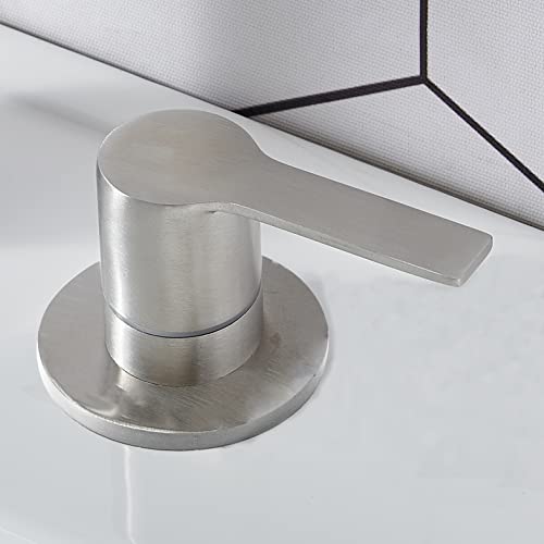 Brushed Nickel 3 Hole Waterfall Bathroom Faucet,Large Rectangular Spout 2 Handle 8 Inch Widespread Faucet For Bathroom Sink,Stainless Steel Bathroom Sink Faucet With Supply Lines And Pop Up Drain #TOP3