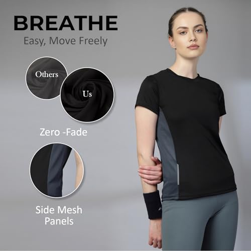 Image of CHKOKKO Gym Tshirt for Women Workout Dry Fit t Shirt Sports Tshirt Lightweight Round Neck Breathable Half Sleeve Activewear Mesh Running Yoga Tops for Woman