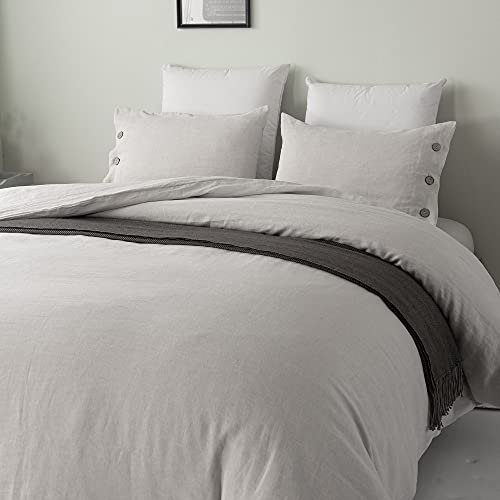 Meadow Park Stone Washed Linen King Duvet Cover 3-Pc Set, Oeko-Tex Certified, Ultra-Soft, Machine Washable, All Season, Natural Color #TOP1