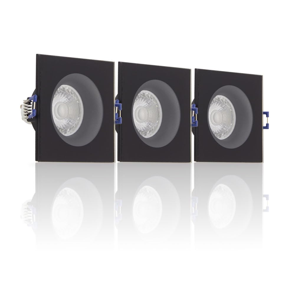 Lot 3 Spots GU10 50W 4000K Carré Noir IP44