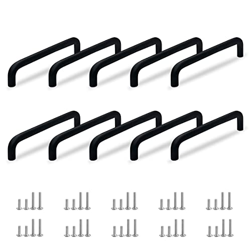 DOXILA 10 pièces Poignées de meuble cuisine poignée de porte noire 128mm centres de trous bouton de meuble, poignées en aluminium pour armoire de commode penderie tiroir Cover