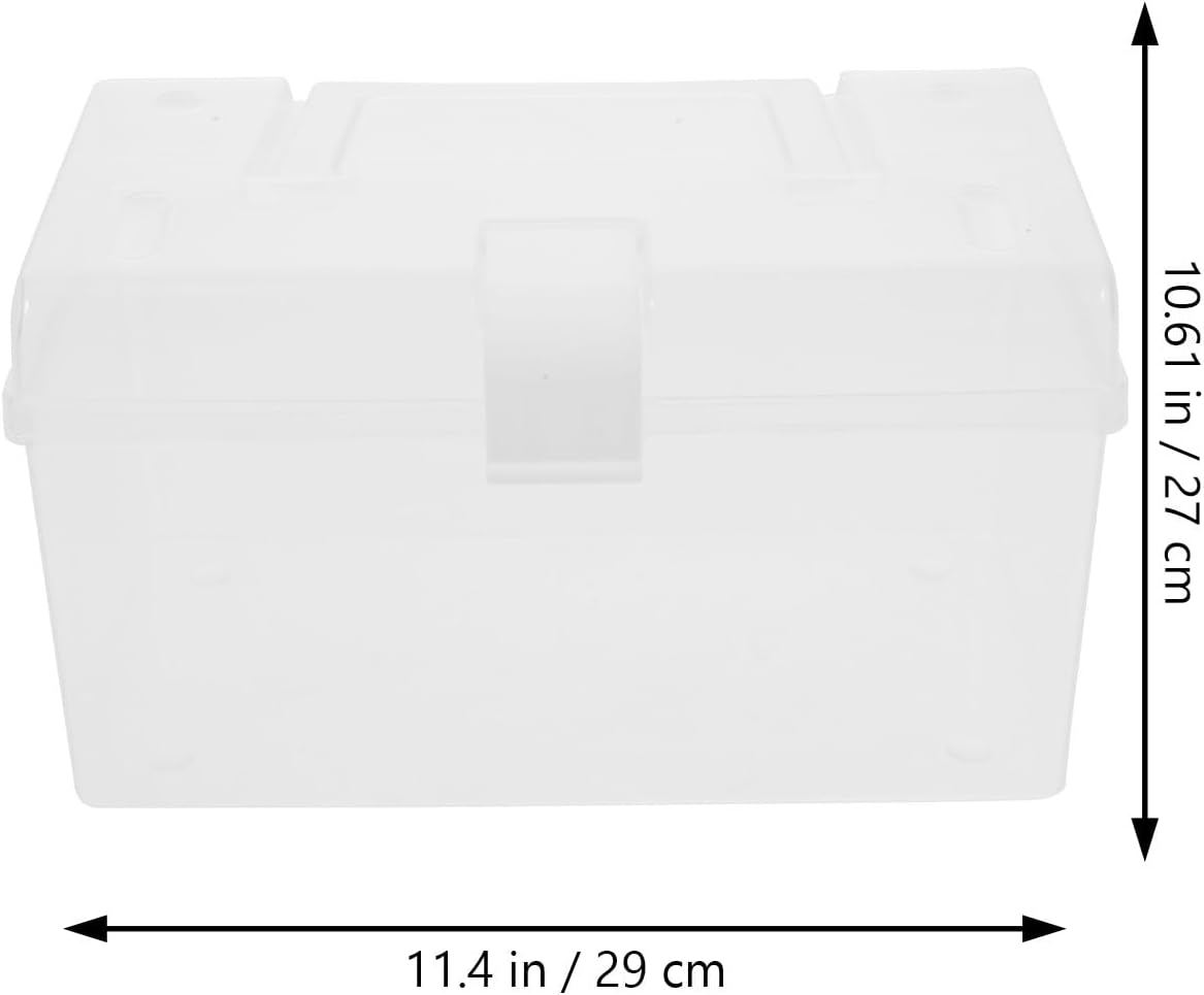 GARVALON Portable Medicine Storage Box and First-aid Cabinet Small Size White Plastic Organizer with Removable Tray for Home Emergency and Travel Use