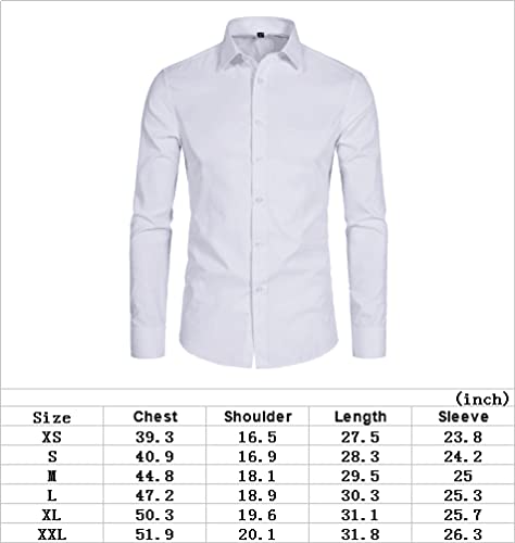 Delcarino Men's Long Sleeve Button Up Shirts Solid Slim Fit Casual Business Formal Dress Shirt White Small #TOP5
