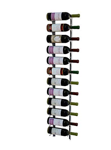 Wine Cellar Innovations Revue 12 Bottle Wall Mounted Wine Rack, Label Forward, 4 FT, Single Deep, Silver, Modern Wine Storage, Earthquake Resistant