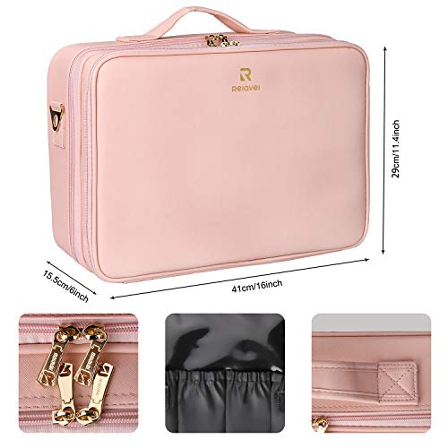 image for Relavel Travel Makeup Train Case Cosmetic Case Organizer Portable Arti