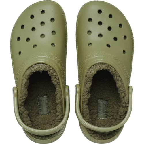 Image of Crocs Unisex Men's and Women's Classic Lined Clog | Fuzzy Slippers, Aloe, 2 Men /4 Women