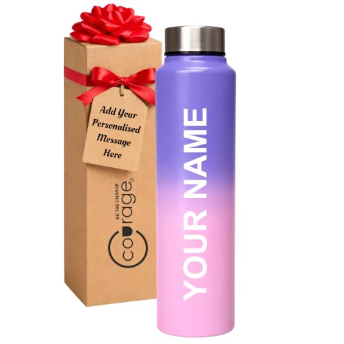 Image of Courage Personalised Stainless Steel Water Bottle 1 Litre | Custom Name Engraved Bottle | Leak-Proof, BPA-Free, Rust-Resistant | Stylish Gift for Kids, Women & Men | Office, School & Gym Use (PP)