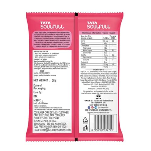 Tata Soulfull Ragi Bites Combo Pack, 140g (28g x5), Choco Fills, Vanilla Fills & Strawberry Fills, No Maida, Ragi Calcium, Dal Protein, Delicious Millets, Breakfast Cereal