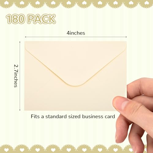 Paquete de 180 sobres pequeños para tarjetas de regalo de papel crema minisobres de 4 x 2.7 pulgadas 2