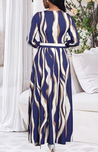 Image of BubFee Long Dress for Women Casual Long Sleeve Dresses Maxi Dress Empire Waist Loose with Belt