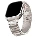 LDFAS Titanium Band Compatible for Apple Watch Ultra Band 49mm Titanium Link Bracelet Metal Watch Strap with Curved Buckle Compatible for Apple Watch SE/Series 8/7 45mm/44mm Band, Silver Gray