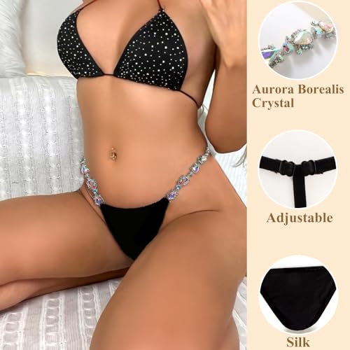 Image of Sexy Underwear for Women Elegant Rhinestone Panties Adjustable Waist Straps Crystal Thongs hilos sexys para mujer hot