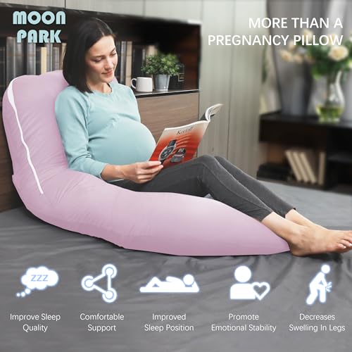 Image of MOON PARK Pregnancy Pillows for Sleeping - U Shaped Full Body Maternity Pillow with Removable Cover - Support for Back, Legs, Belly, Hips - 57 Inch - Purple - Cooling Cover