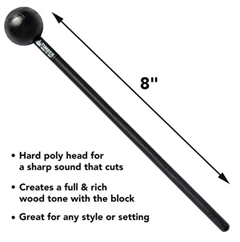 Timber Drum Co. 8" Wood Block With Mallet — Made In U.s.a. — Creates Loud And Resonant Tone From Handcrafted Solid American Hardwood, Includes Rubber Feet, Large (T4-L) #TOP3