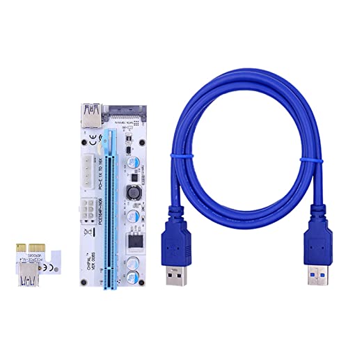 RORFFK 100PCS LED 008S PCI-E Riser Card PCI Express 1X to 16X 60CM USB 3.0 Cable 4Pin 6Pin 15Pin SATA Power for GPU Video Card(Red 0.6M)