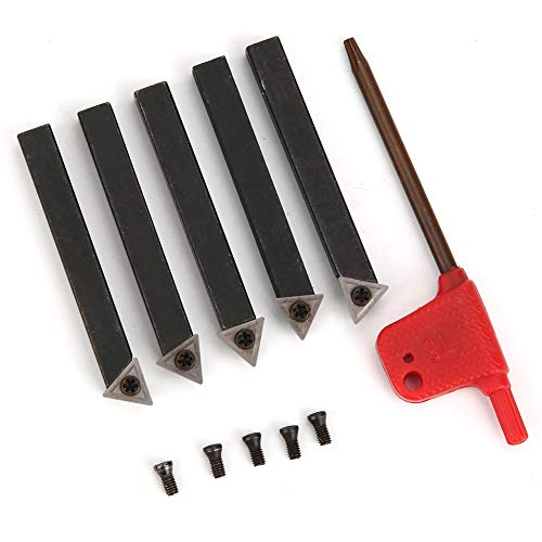 Ensemble d'outils de Tournage Indexables, 5 Pièces 0,25 Pouce Outils de Coupe de Tour à Métaux Tours d'usinage en Carbure Cémenté Outils de Coupe de Parement Multifonctionnel