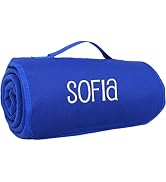 Threadart Personalized Embroidered Portable Blanket with Carrying Strap | Monogrammed Customized ...