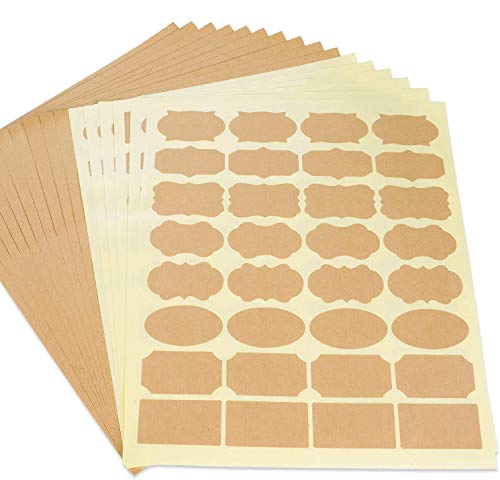 512 Pcs Labels for Jars,Kraft Paper Label Stickers for Essential Oil Bottle,Food Jar Bottle Labels Name Tags (16 Sheet)