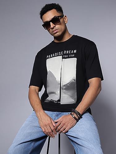 Image of HIGH STAR Men's Geometric Regular Fit T-Shirt