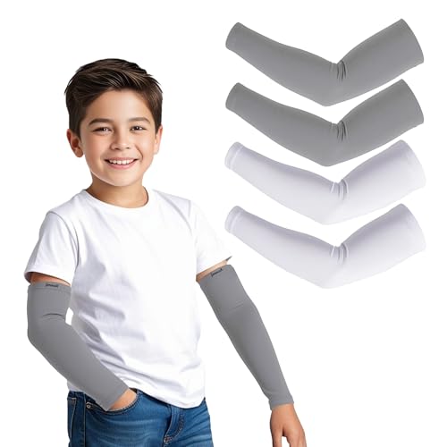 Image of Kids Arm Sleeves - Protective Arm Covers for Boys & Girls, Ages 5-13, UV Sun Protection, Perfect for Sports, Cycling, Running, and Outdoor Activities