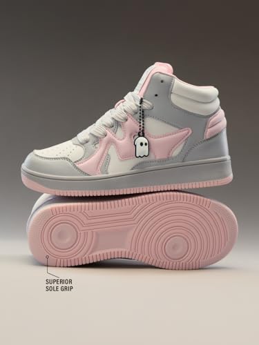 Image of The Souled Store UBZ Ascend: Women and Girls High Top Sneakers | Colourblocked Trainer with Durable PU Upper, Thick Rubber Sole & Padded Collar