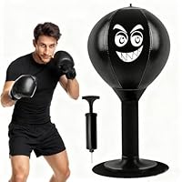Punchingball Schreibtisch mit Saugnapf und Pumpe – Stressabbau Boxsack Schreibtisch Sandsack Aufblasbarer Tisch Boxball Anti-Stress Spielzeug für Büro, Home Office und Erwachsene (Schwarz)