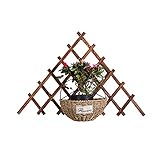▼ Soporte de flores colgante: Estante de exhibición de estantes de flores de madera montado en la pared. Características: malla, arco, forma de casa, carbonización, que le da una sensación refrescante.
