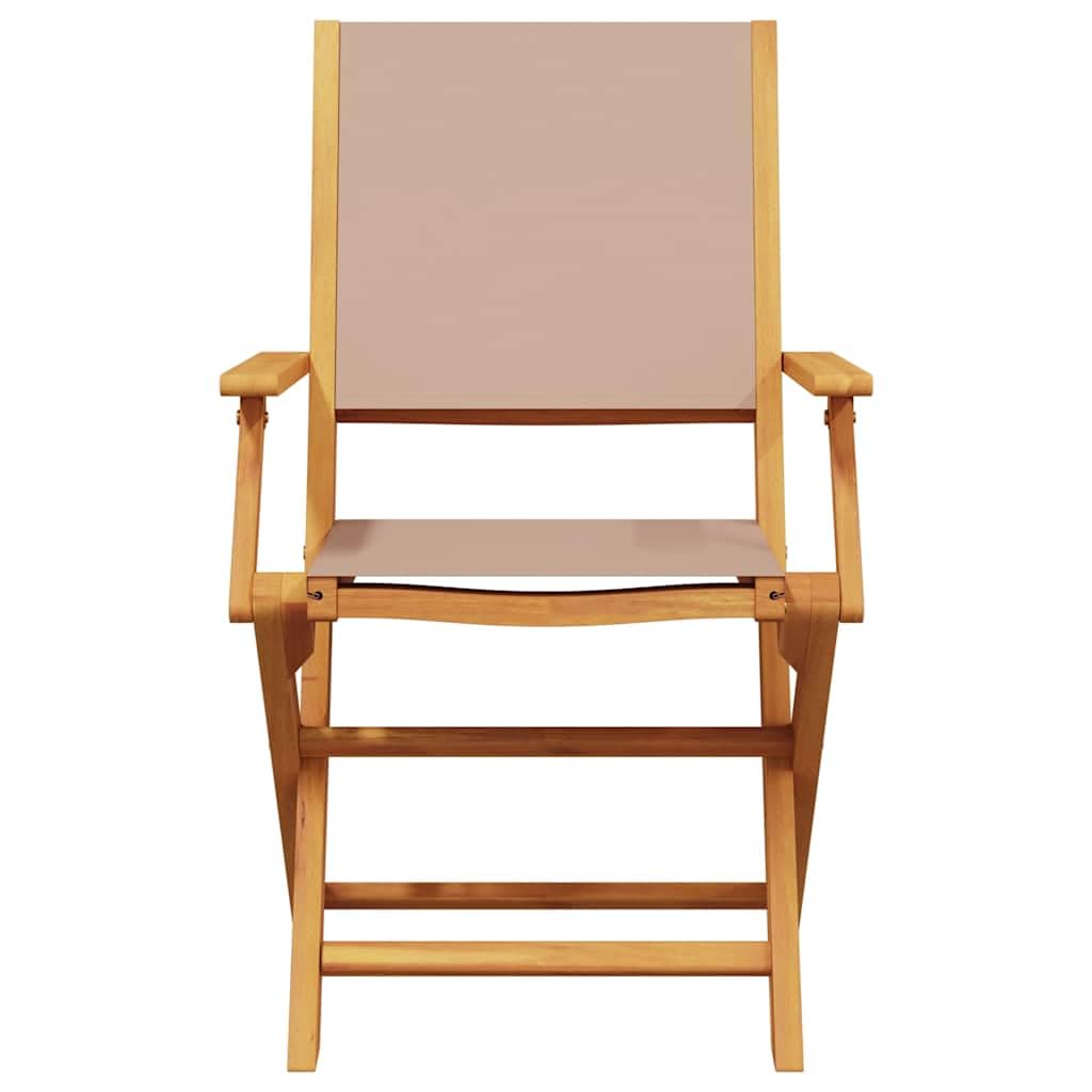Set Bistro 3 Pezzi Tortora Acacia Massiccio Pieghevole | Robusto legno di acacia resistente alle intemperie, schienale in legno piatto, capacità 110 kg per seduta