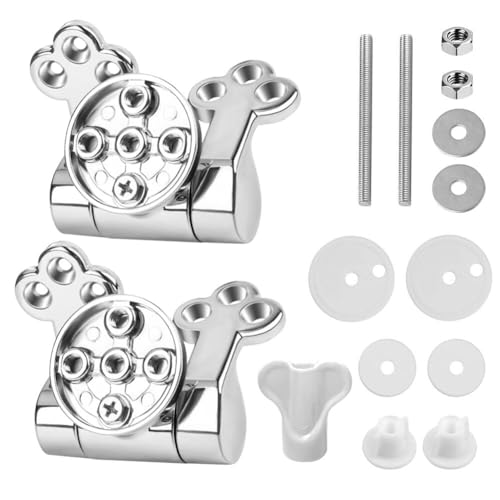 Putiqcher Toilet Seat Hinges Replacement Parts with Soft-Close Mechanism, Toilet Lid Hinges for All Toilet Seats in Silver