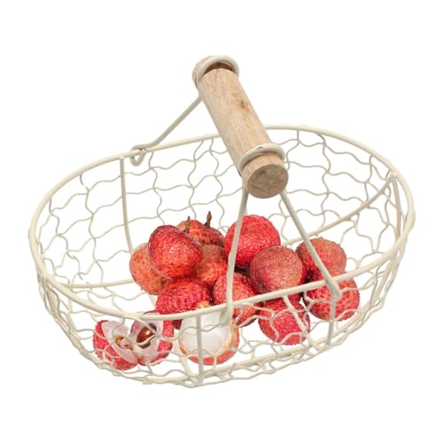 Cesta de almacenamiento de huevos - Soporte rústico de alambre de metal, soporte portátil para huevos de estilo rústico | Soporte de alambre reutilizable con asa, recipiente decorativo para