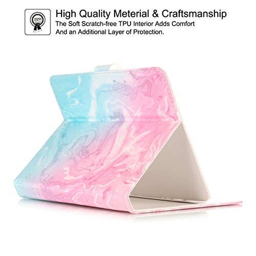 Universal 7.0" Case, Newshine Flower Marble Pattern Synthetic Leather Folding Folio Stand Case With Card Slots&Money Pocket For All 7 Inch Tablet Including Samsung Lenovo Kindle - Blue & Pink #TOP3