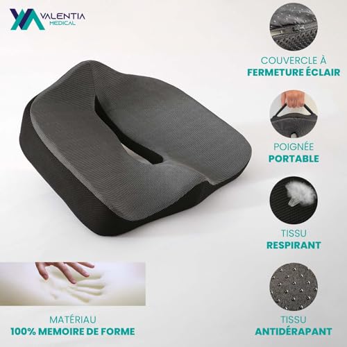 VALENTIA MEDICAL Coussin Coccyx à Mémoire de Forme (70-100KG) – vue 2