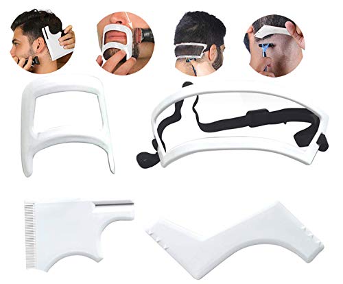 4Pcs Beard Shaping Tool, Beard Shaper Tool for Men, Beard Guide Shaping Tool Beard Trimming Tool Mustache Edge Shaving Template for Men Hair Styling