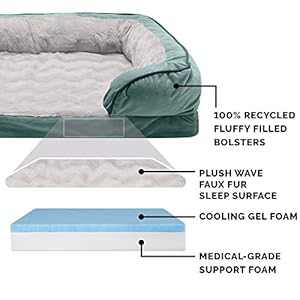 Furhaven Cooling Gel Dog Bed for Large Dogs w/ Removable Bolsters & Washable Cover, For Dogs Up to 95 lbs - Plush & Velvet Waves Perfect Comfort Sofa - Celadon Green, Jumbo/XL, 40.0" x 32.0"x 9.5" Furhaven Cooling Gel Dog Bed for Large Dogs w Removable Bolsters Washable Cover For Dogs Up to 95 lbs Plush Velvet Waves Perfect Comfort Sofa Celadon Green JumboXL 400 x 320x 95