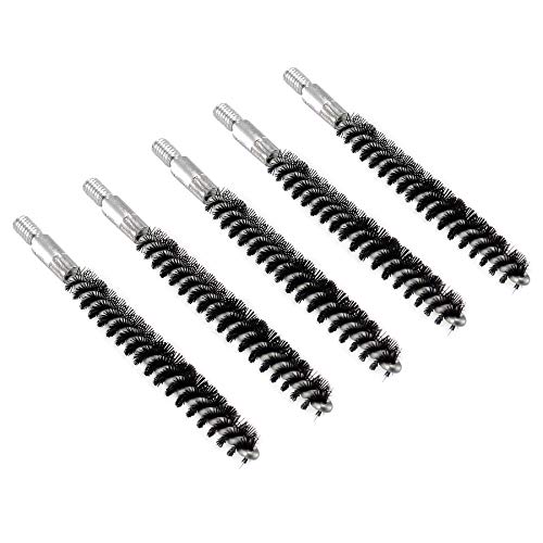 BOOSTEADY 5 Pcs Nylon Bristle Bore Gun Cleaning Brush for Pistol, 50 Professional Square Patches, .260/6.5MM, .17, .22, .357/9MM, .40, .45, .30 Caliber