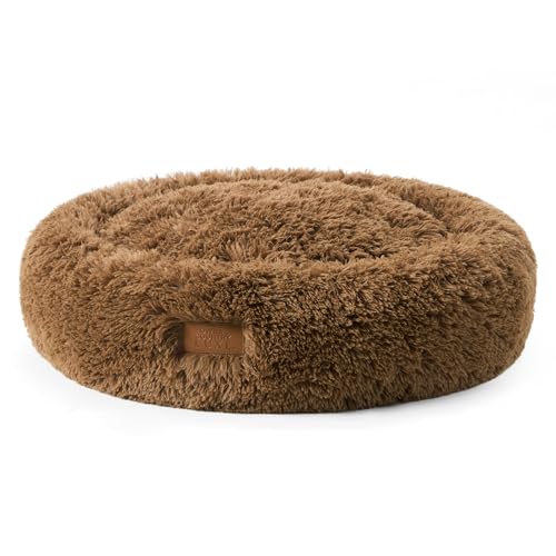 Town & Country Luxe CuddleTown Fuzzy Solid Donut Pet Bed, Soft, Cozy & Calming, Non-Slip Bottom, 100% Machine Washable, Brown, Medium 28"x28"x7" Round by TOWN & COUNTRY LUXE - Image 2