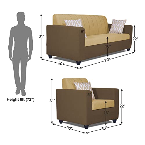 Image of Adorn India Rio Highback 3+1+1 5 Seater Sofa Set (Brown & Beige) (3 Year Warranty)
