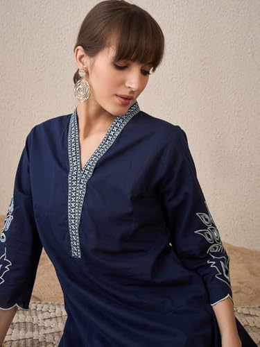 Image of INDO ERA Women's Cotton Ethnic Co-Ord Set | Kurta Pant Set | Stylish Cotton Suit Set for Women,9782 | Co Ord Set For Women Stylish |