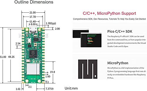 Image of Raspberry Pi Pico W, Built-in WiFi Support 2.4 /5 GHZ Wi-Fi 4, Based on Official RP2040 Dual-core Processor,Dual-core Arm Cortex M0+ Processor