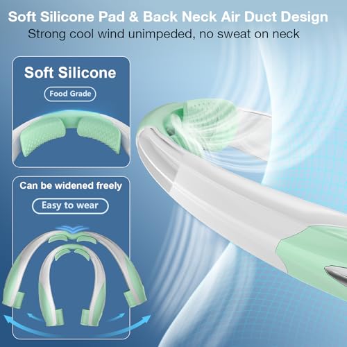 Image of Hionly AI Neck Fan, 6 Speeds Adjustable Portable Personal Fan Rechargeable, 6000 mAh Battery Faster Cooling Wearable, Ultra Quiet for Home, Office, Travel, Outdoor