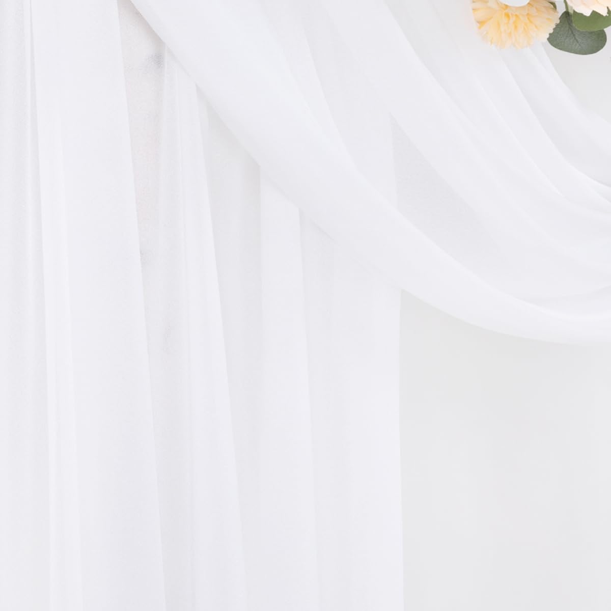 DeZerlor Wedding Arch Draping Fabric 29" x 20 FT Drapes for Backdrop Sheer Curtains for Romantic Bridal Baby Shower Decorations Ceremony Birthday Party Outdoor Events, White