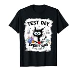 Test Day Funny Stressed Cat Teacher Student Kids Testing Day T-Shirt