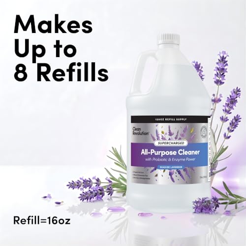 Image of Clean Revolution SuperCharged All Purpose Cleaner, Non-Toxic, Eco-Friendly & Plant-Based, Ready to Use, Seaside Lavender, 128 Fl oz