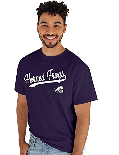 Blue 84 Men's TCU Horned Frogs T-Shirt Cursive Team Color, Team Color, X-Large