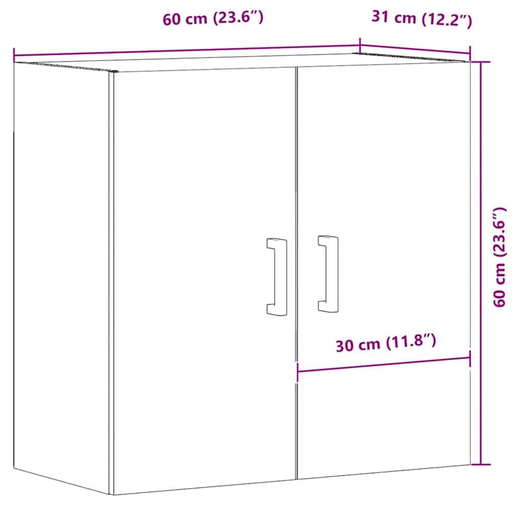 vidaXL Wandschrank Artisan-Eiche 60x31x60 cm Holzwerkstoff, Schrank, Hängeschrank, Schwebeschrank, Lagerschrank, Beistellschrank, Schrank Wandmontage