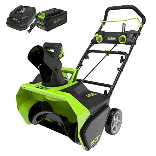 Greenworks 2605302 40V 20’’ Brushless Snow Thrower 6Ah Battery and Charger Included