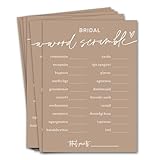 Bridal Shower Games Cards, Bridal Word Scramble, 25 Game Cards with 1 Answer Card, Engagement Party Wedding Games for Guests, Minimalist Brown Wedding Party Supplies - D14