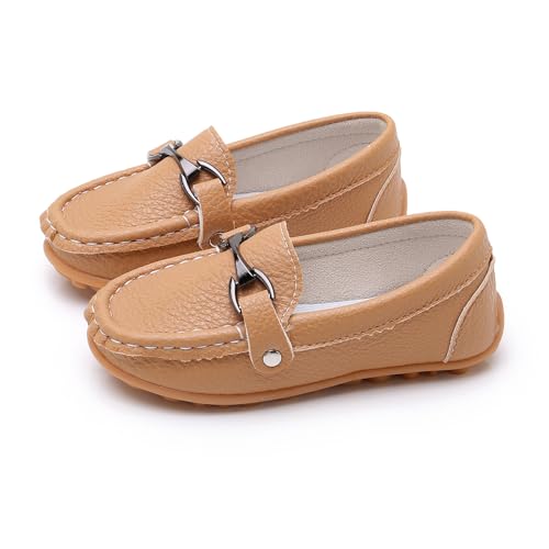 Image of SOFMUO Boys Girls Leather Loafers Slip-On Oxford Flats Boat Dress Schooling Daily Walking Shoes(Toddler /Little Kids)