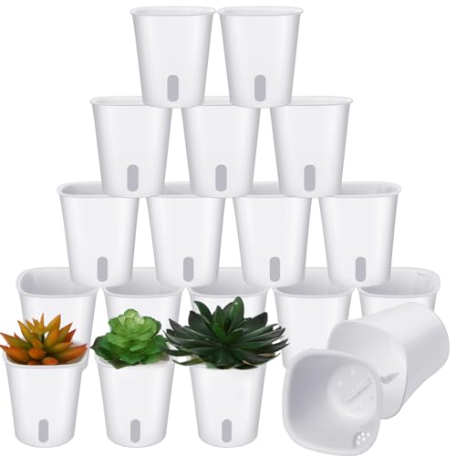 Ziliny 20 Pcs 3 Inch Self Watering Pots Self Watering Planters for Indoor Planters Plastic Garden Flower Pots with Level Indicator Vents for Herbs